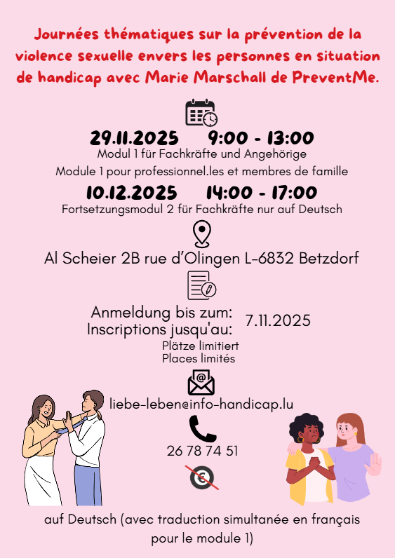 Journées thématiques sur la prévention de la violence sexuelle envers les personnes en situation de handicap